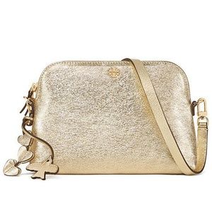Tory Burch Peace Metallic Spark Gold Crossbody Bag